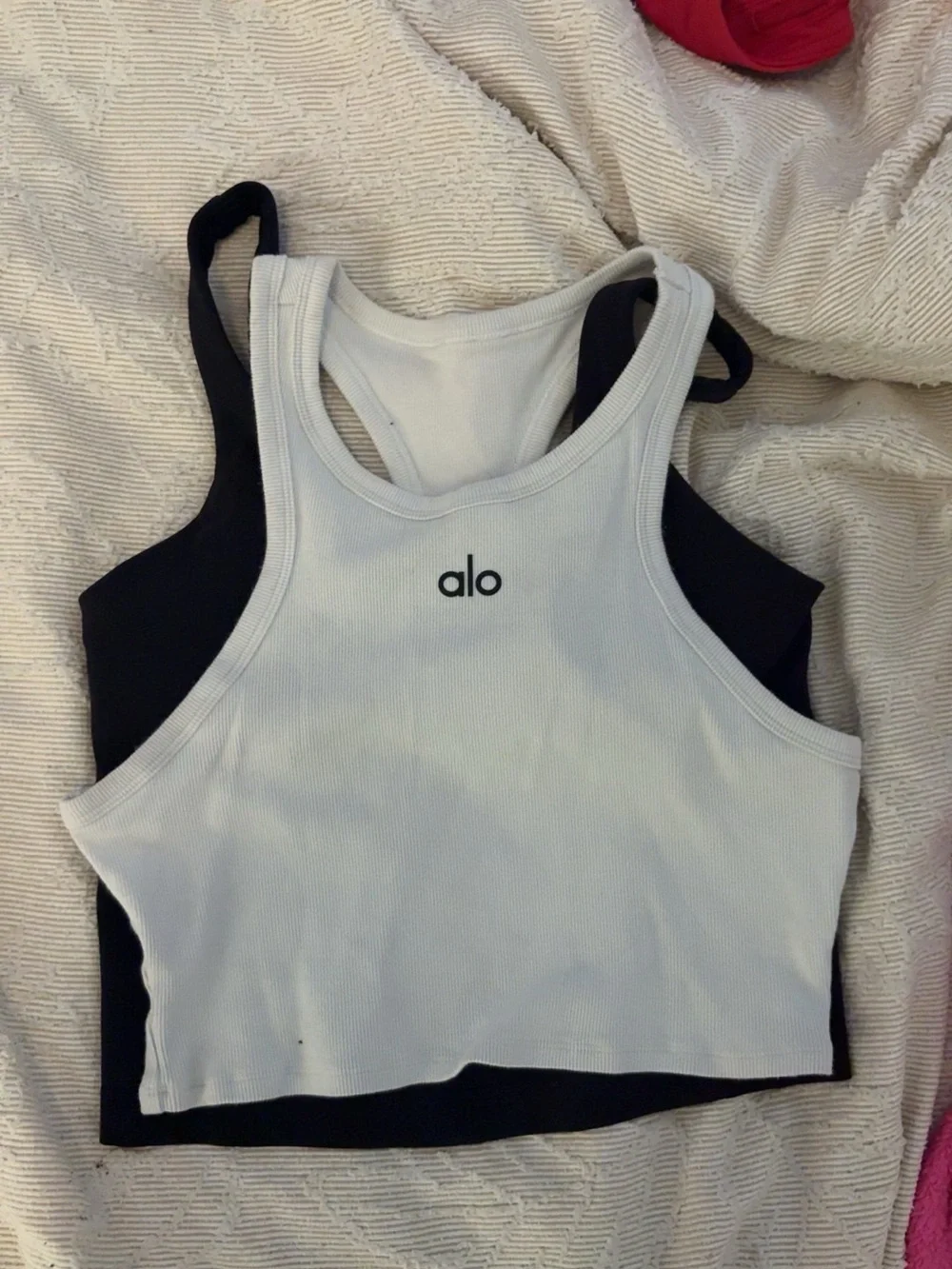 Alo Women's White Cropped Ribbed Tank Top - Alo